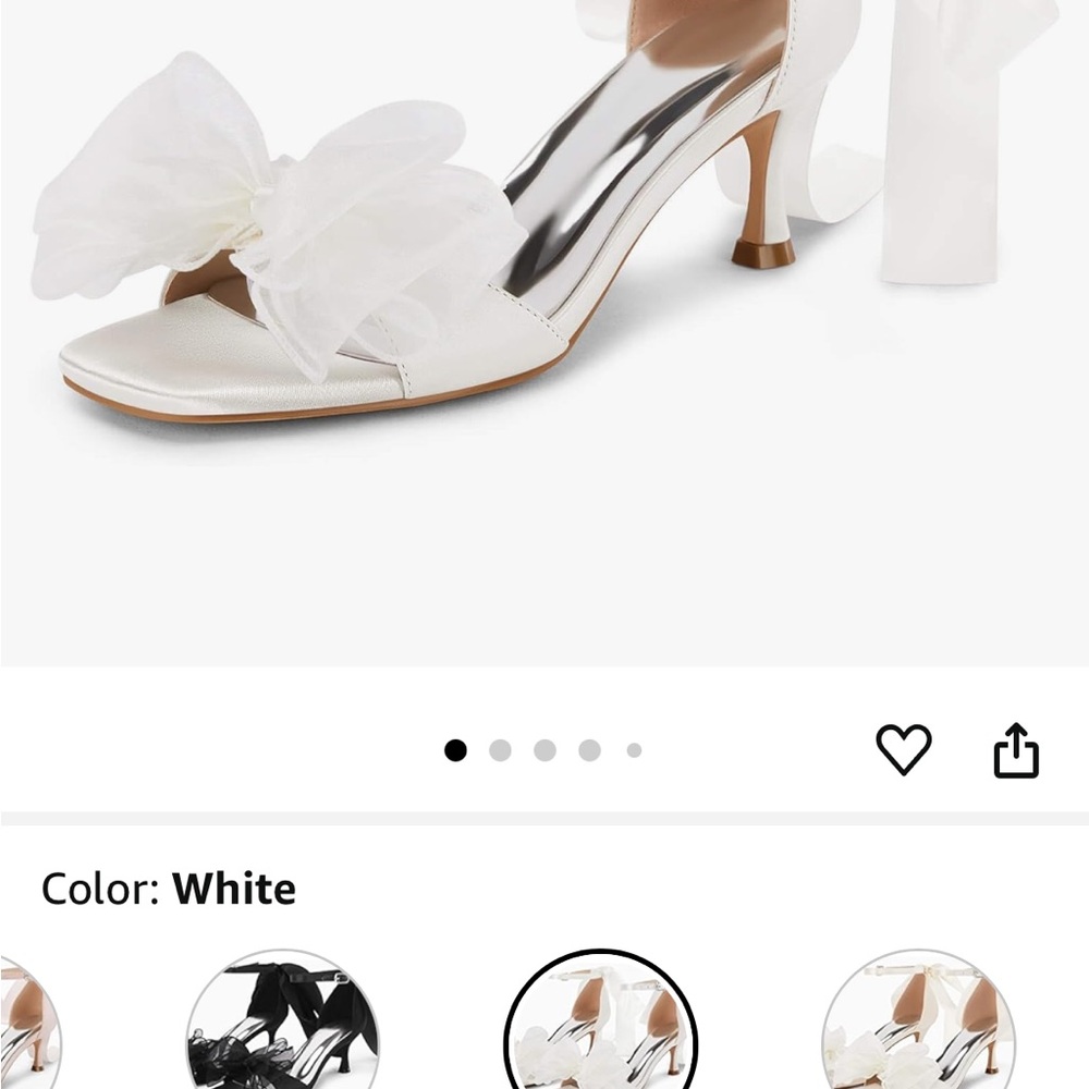 Coutgo Women’s Elegant White Bow Heels with ankle strap